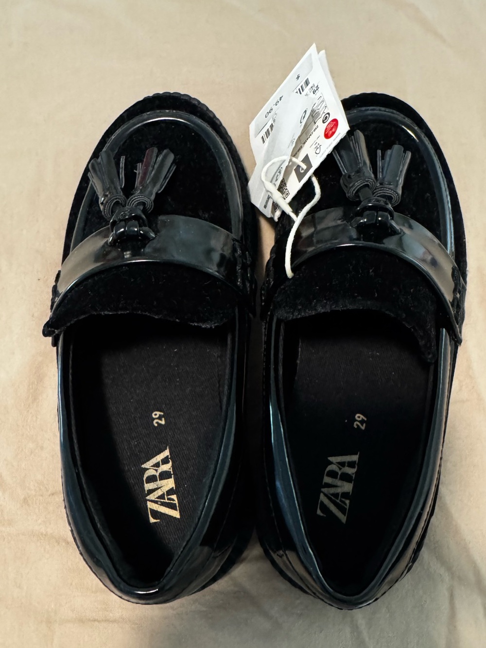 NWT ZARA Kids Black Tassel Loafers